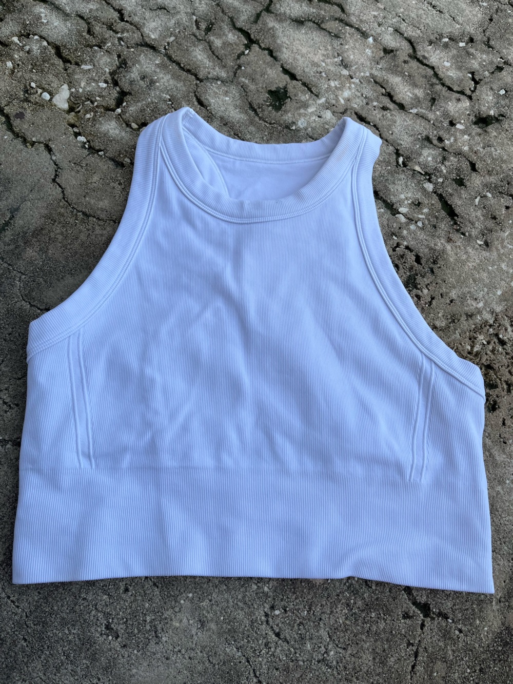 DSG white Sleeveless Ribbed Crop Top